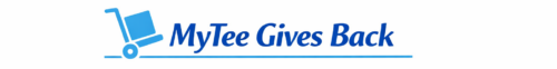 MyTee Movers “MyTee Gives Back” logo with blue cart icon representing community support.