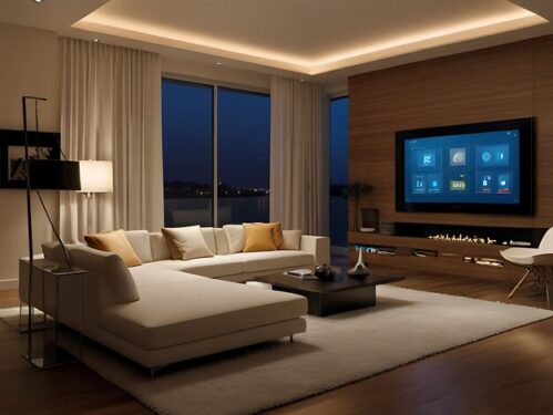 Modern family room with a large flat‑screen TV safely mounted on the wall above a built‑in fireplace.

Title
Modern Living Room With Wall‑Mounted TV

Description
This image shows a contemporary family room featuring a large flat‑screen TV mounted securely on the wall above a sleek built‑in fireplace. The space includes a white sectional sofa, warm ambient lighting, floor‑to‑ceiling windows, and a modern coffee table, creating a clean and comfortable environment that highlights safe TV placement in a finished living area.

If you want, I can also create:
- a caption for WordPress
- an SEO‑friendly file name
- a Pinterest description
- or a shortened mobile alt text
Just tell me what you need next, Tina.
