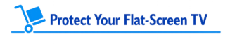 Dolly icon carrying one box beside the text “Protect Your Flat‑Screen TV,” with a balanced light‑blue underline in the MyTee Movers brand style.
